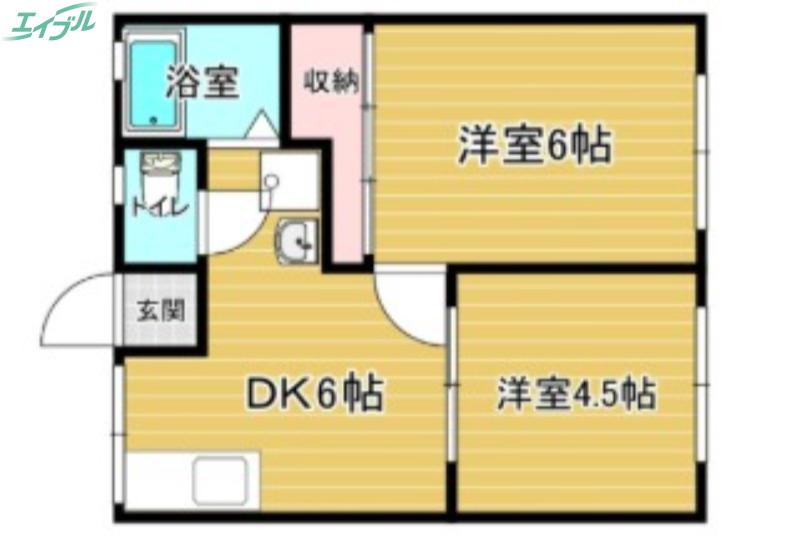 LOCK UP 福成B棟(2DK/1階)の間取り写真