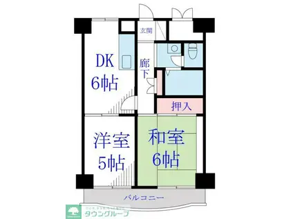 サニーパレス南(2DK/6階)の間取り写真