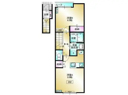 COMODO DA VIVERE(1LDK/2階)の間取り写真