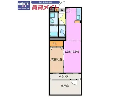 マエストロ伊勢(1LDK/1階)の間取り写真