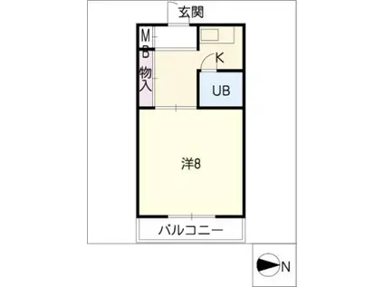 フレグランスII(1K/1階)の間取り写真