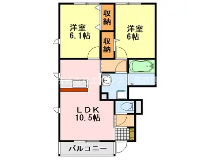 ビューテラス(2LDK/1階)の間取り写真