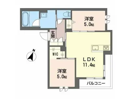 富山地鉄富山市内線 堀川小泉駅 徒歩2分 3階建 築3年(2LDK/3階)の間取り写真