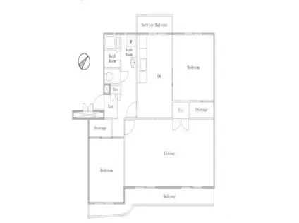 港南百合ヶ丘ハイツ7号棟(2LDK/2階)の間取り写真