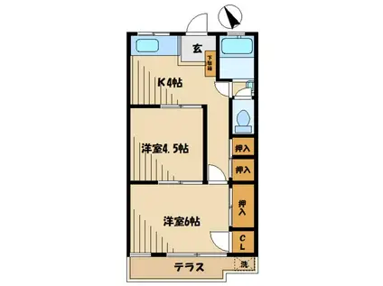 第1登戸コーポ(2K/2階)の間取り写真