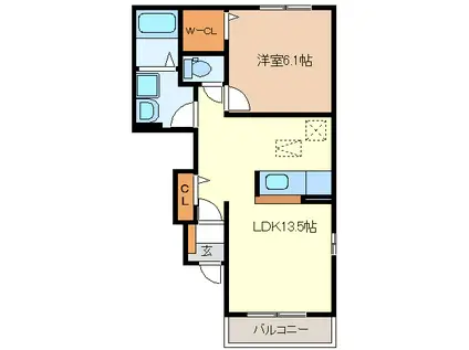 ミルキーウェイA(1LDK/1階)の間取り写真