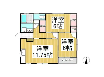 ハイツヨコヤマ A棟(2LDK/2階)の間取り写真