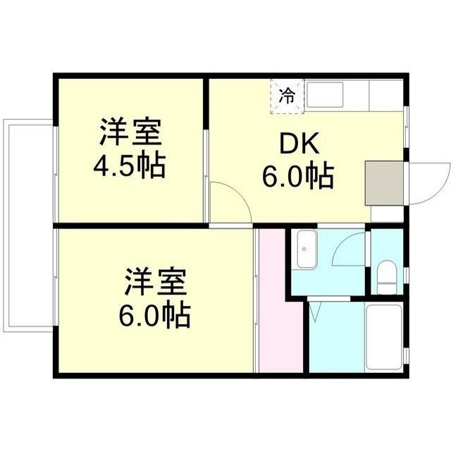 サンライフ鴨方(2K/2階)の間取り写真