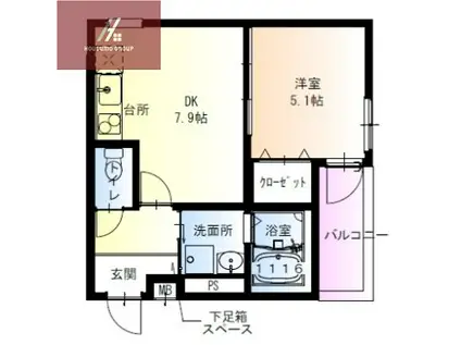 フジパレス平野上町ウエスト(1DK/3階)の間取り写真