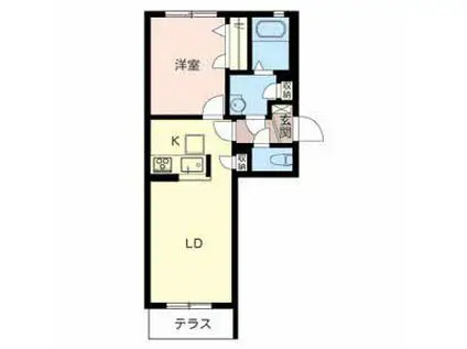 サンヒルズ阪奈(1LDK/1階)の間取り写真