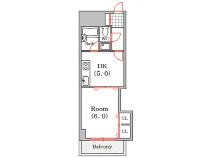 リゾート天王寺(1DK/7階)の間取り写真