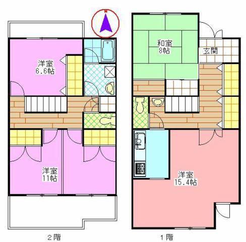 キャビンハウス(3LDK/1階)の間取り写真