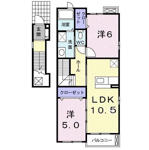CIELO SERENO(2LDK/2階)の間取り写真