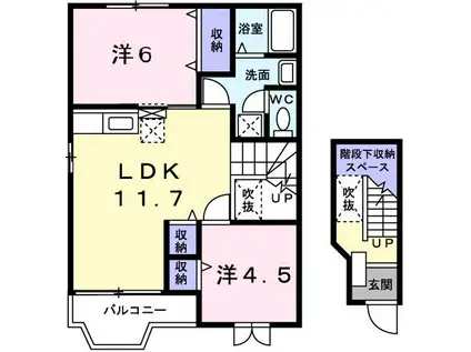 モアークレスト II(2LDK/2階)の間取り写真