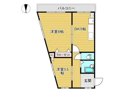 南栄第3ビル(2DK/4階)の間取り写真