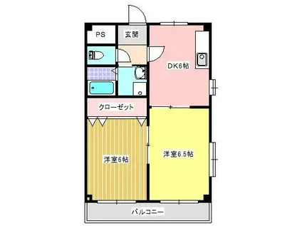 ブルーメゾン青島(2DK/3階)の間取り写真