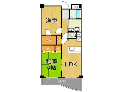 アップルロード(2LDK/2階)の間取り写真