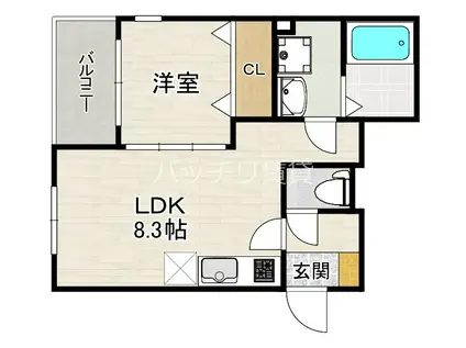 CAMPORTA姪浜(1LDK/3階)の間取り写真