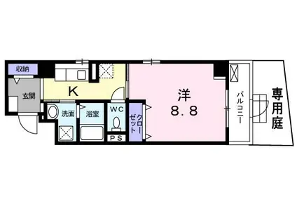 ロアンヌ清水(1K/1階)の間取り写真