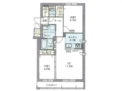 ル・ノール桑園(2LDK/2階)の間取り写真