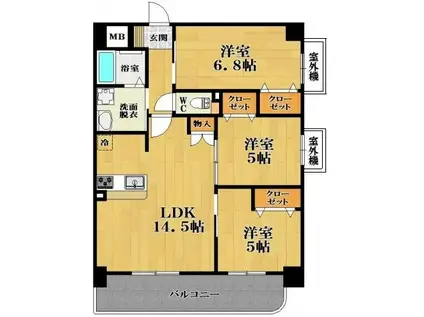 ふぁみーゆ松原中央(3LDK/5階)の間取り写真