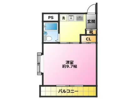 フューレ元住吉(1K/2階)の間取り写真