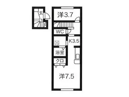 LA VERT(1LDK/2階)の間取り写真