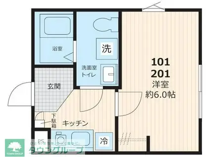 マイレジデンス上尾II(1K/1階)の間取り写真