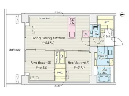 シャトレ信濃町(2LDK/5階)の間取り写真