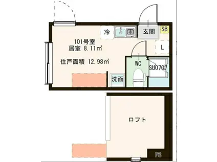 ハーモニーテラス大山金井町II(1K/1階)の間取り写真