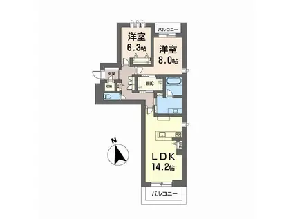 GREENGARDEN東古松(2LDK/3階)の間取り写真