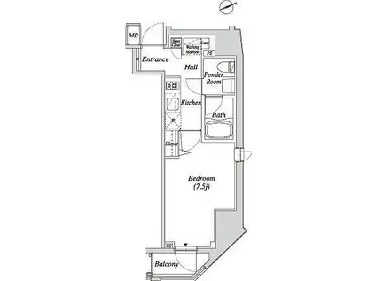 クレセント虎ノ門新橋(1K/9階)の間取り写真
