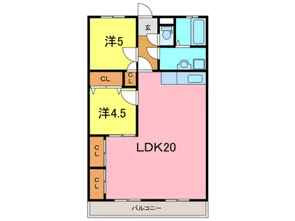 ファミール谷田(2LDK/3階)の間取り写真