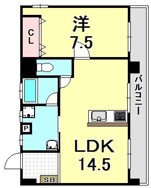 親和マンション(1LDK/1階)の間取り写真