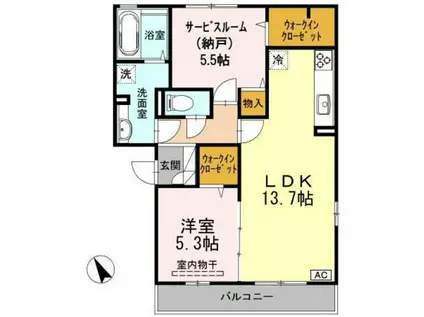 クラシックリボン(1SLDK/2階)の間取り写真