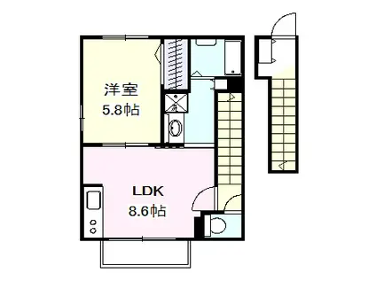 カーサ・アルカディア(1LDK/2階)の間取り写真