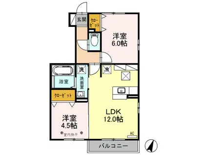 グレイスコート(2LDK/1階)の間取り写真