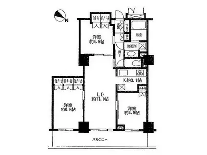 ライブタワー武蔵浦和(3LDK/36階)の間取り写真