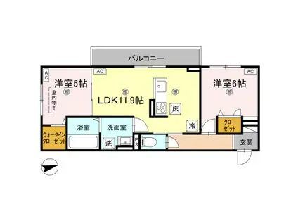 エムフルージュ(2LDK/1階)の間取り写真
