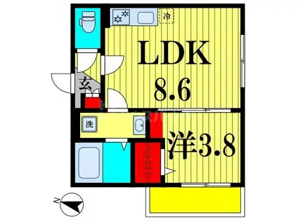 AJ南流山(1LDK/3階)の間取り写真