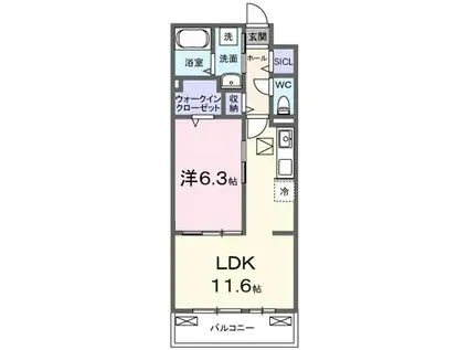 フルール近江(1LDK/1階)の間取り写真