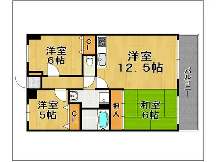 アーバンフィールド東I(3LDK/2階)の間取り写真