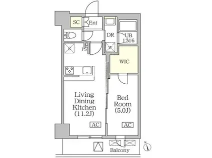 BRICK RESIDENCE築地明石町ブリックレジデンス築地明石町(1LDK/8階)の間取り写真