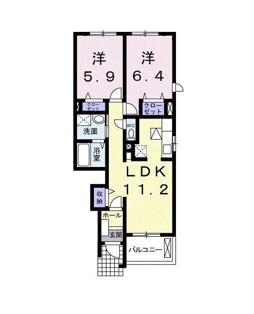 ミキハウスIIA(2LDK/1階)の間取り写真