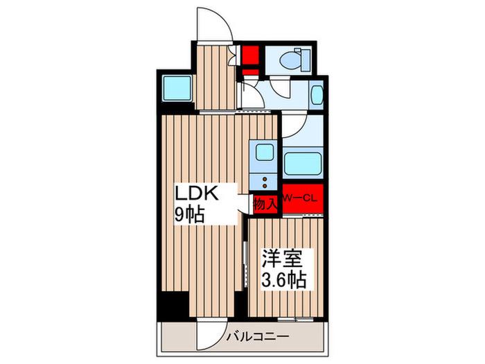 ザ・パークハビオ蕨(1LDK/4階)の間取り写真