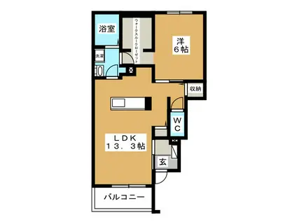 ラ・ルーチェ(1LDK/1階)の間取り写真