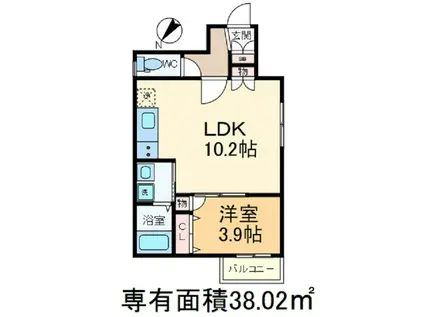 ホワイト スクエア(1LDK/2階)の間取り写真
