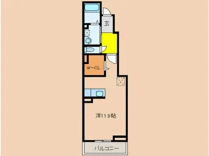 サンモール・エヌ(ワンルーム/1階)の間取り写真