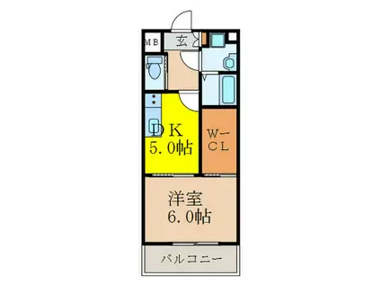 プレジール(1DK/3階)の間取り写真