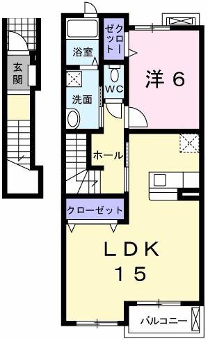 JASMINE(1LDK/2階)の間取り写真